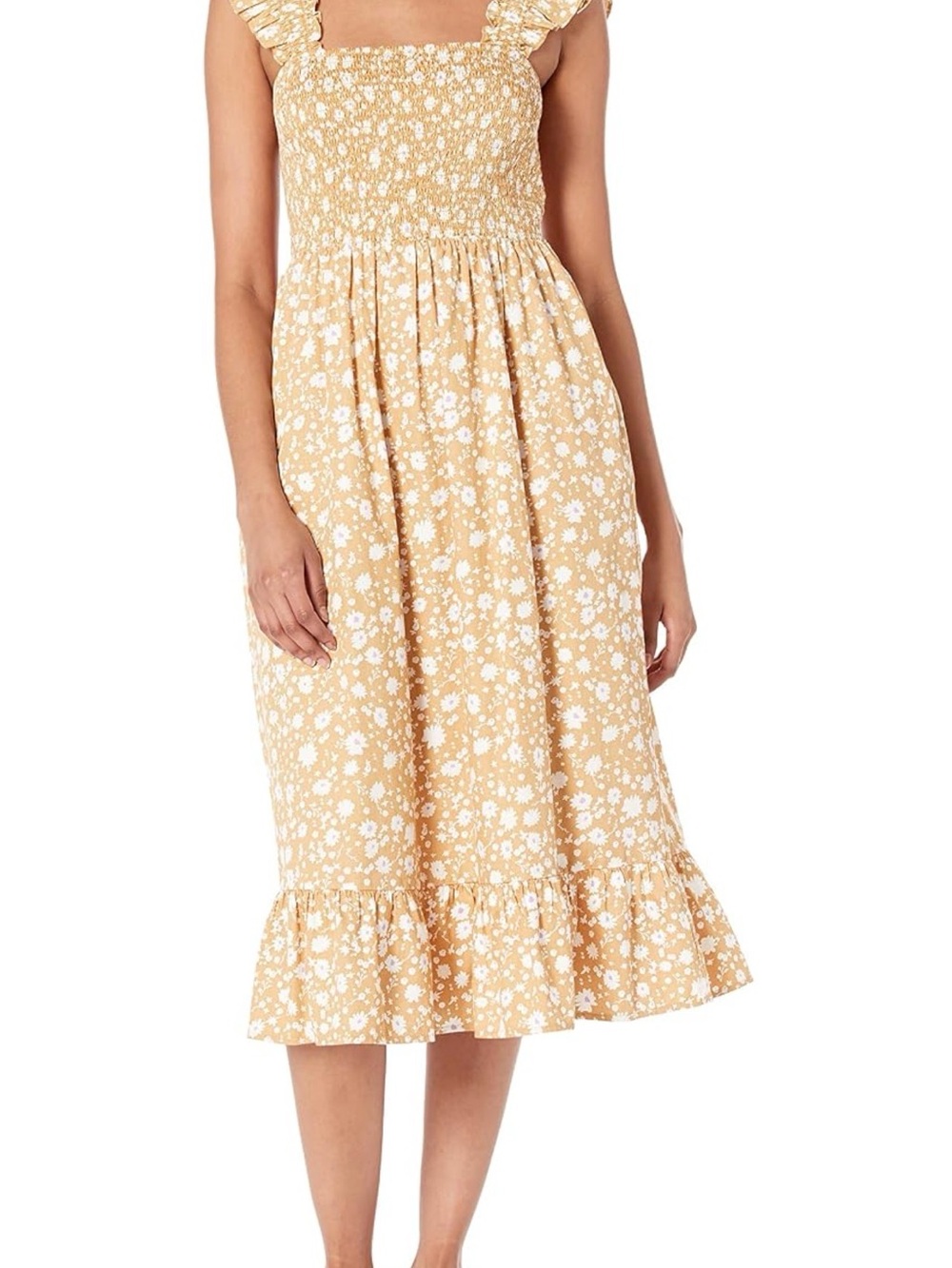 Smocked Floral Midi Dress in Ginger Floral